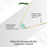 Calm si Echilibru - Colier cu Pandantiv Hexagonal din Amazonit Natural pe Lant de Cupru