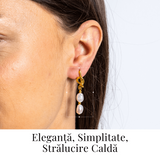 Bijuterie feminina, cercei cu perle de cultura - Rafinament si simplitate aurie