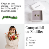 Eleganta care zboara - Cercei cu perla naturala si pasarele aurii