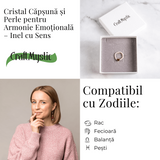Inel cu sens - Cristal capsuna si perle pentru armonie emotionala
