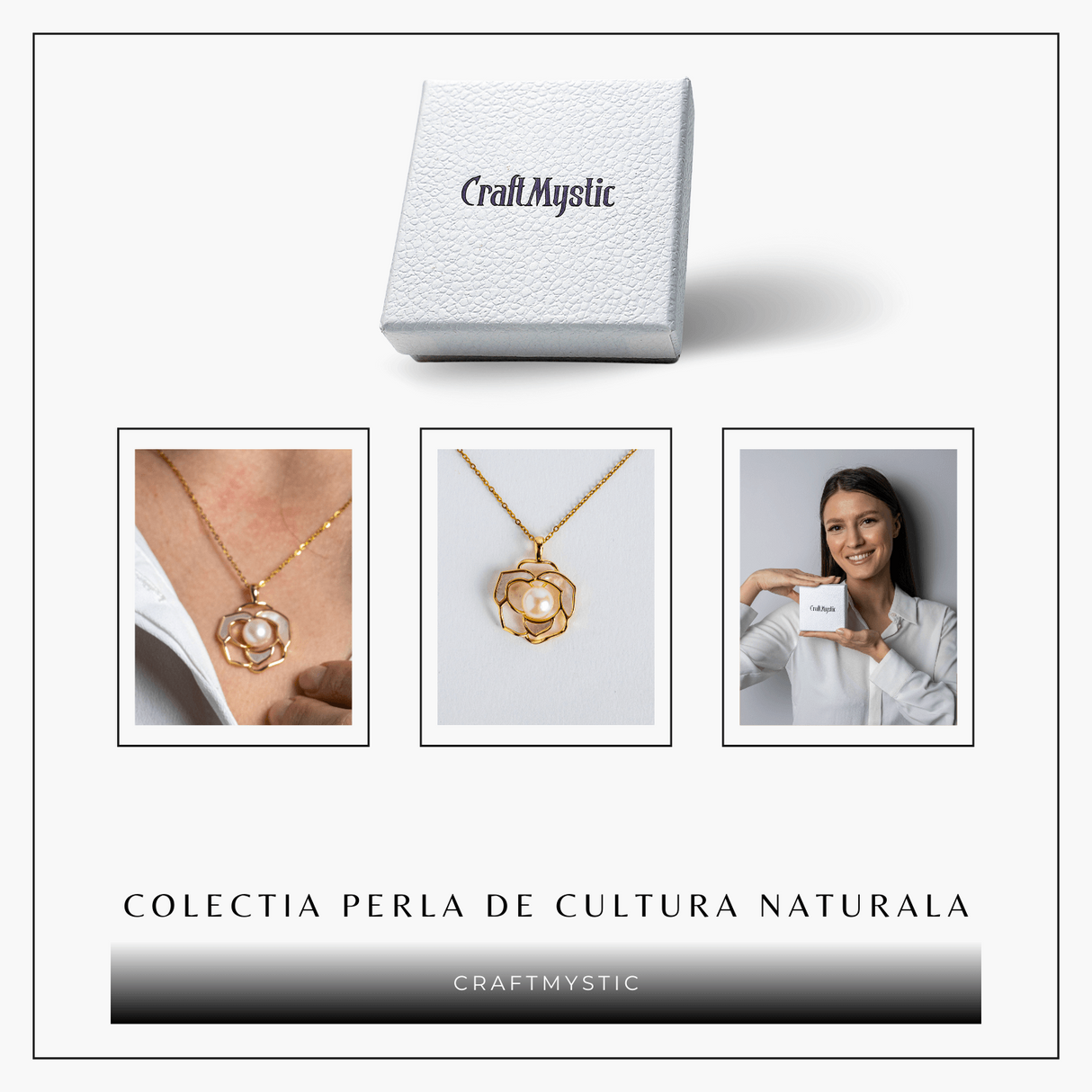 Colier Bijuterie florala cu perla naturala - Simbol al feminitatii autentice