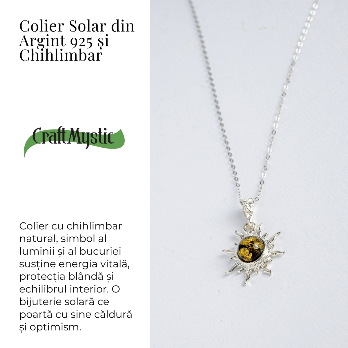 Puterea soarelui - Colier solar din argint 925 cu chihlimbar natural