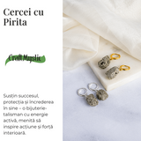 Cercei cu piatra Pirita si montura argint placat cu aur 18k