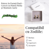 Cercei cu piatra Pirita si montura argint placat cu aur 18k