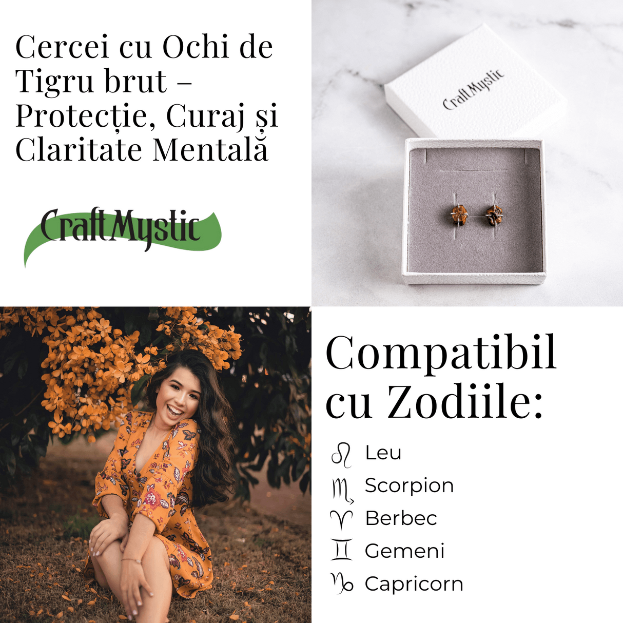 Cercei argintii cu Ochi de Tigru brut - Protectie, curaj si claritate mentala