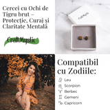 Cercei argintii cu Ochi de Tigru brut - Protectie, curaj si claritate mentala