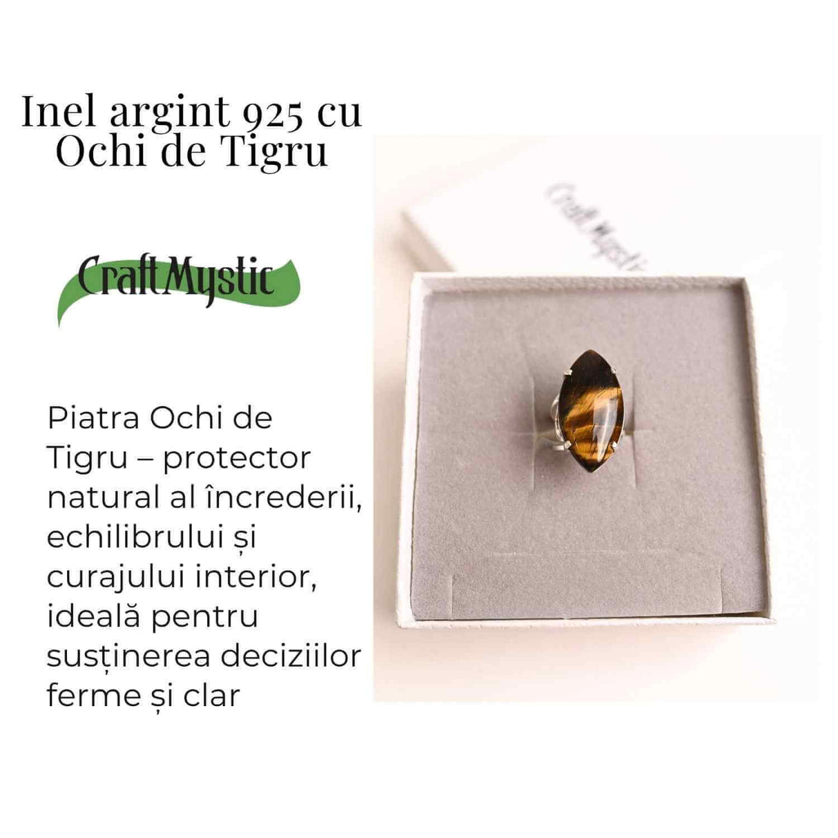 Inel Ajustabil Argint 925 cu Ochi de Tigru - Protectie si Claritate Mentala Zilnica
