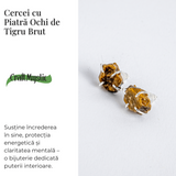 Cercei argintii cu Ochi de Tigru brut - Protectie, curaj si claritate mentala