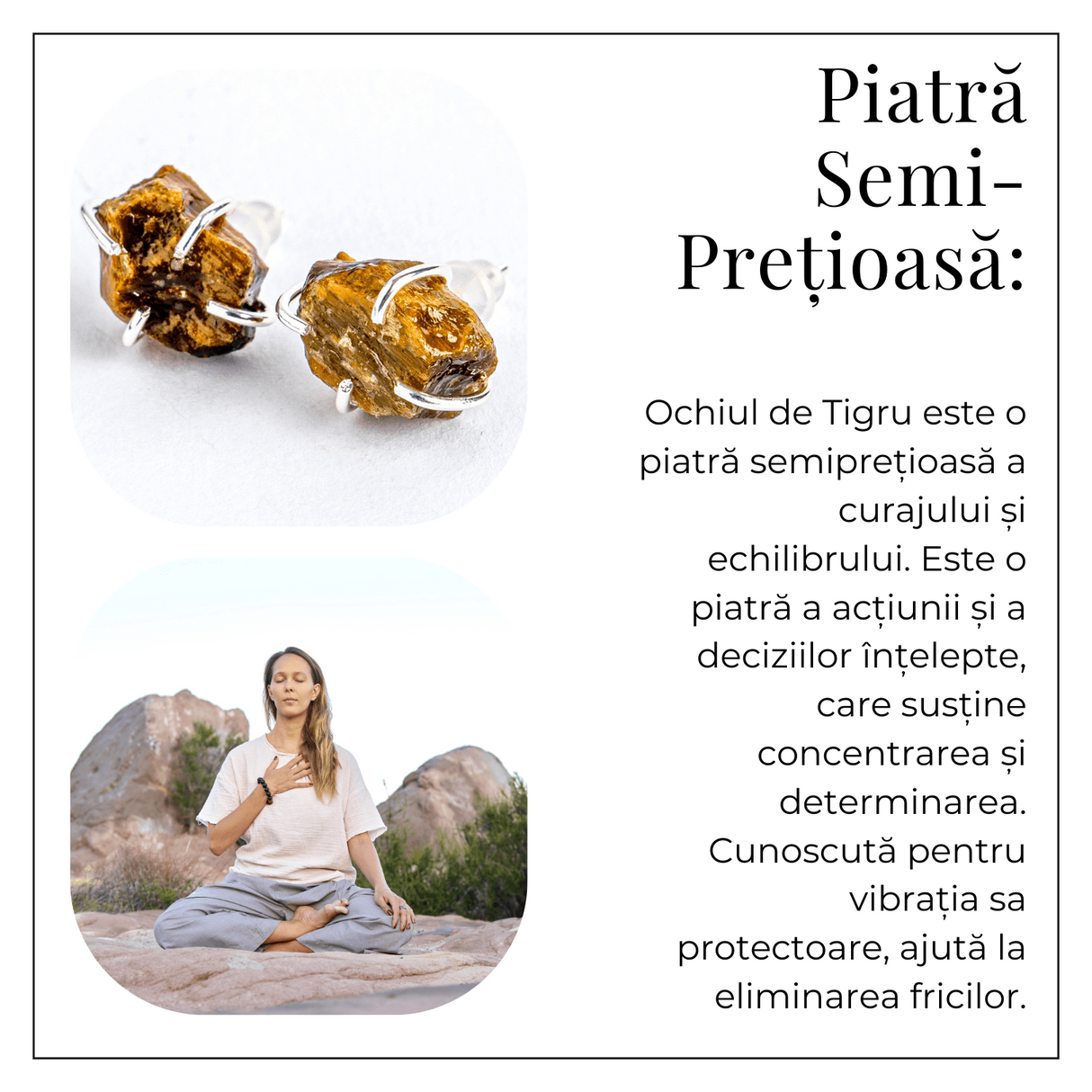 Cercei argintii cu Ochi de Tigru brut - Protectie, curaj si claritate mentala