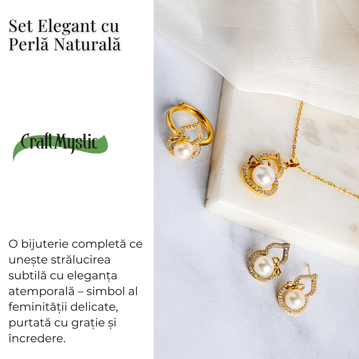 Set elegant cu perla naturala - Stralucire si feminitate intr-un singur gest
