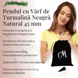 Pendul de Radiestezie cu Varf de Turmalina Neagra Naturala 45 mm