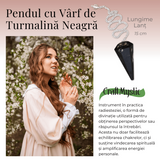 Pendul de Radiestezie cu Varf de Turmalina Neagra Naturala 45 mm