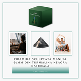 Piramida Sculptata Manual 60mm din Piatra de Turmalina Neagra cu Rutil Naturala