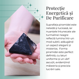 Piramida Sculptata Manual 60mm din Piatra de Turmalina Neagra cu Rutil Naturala