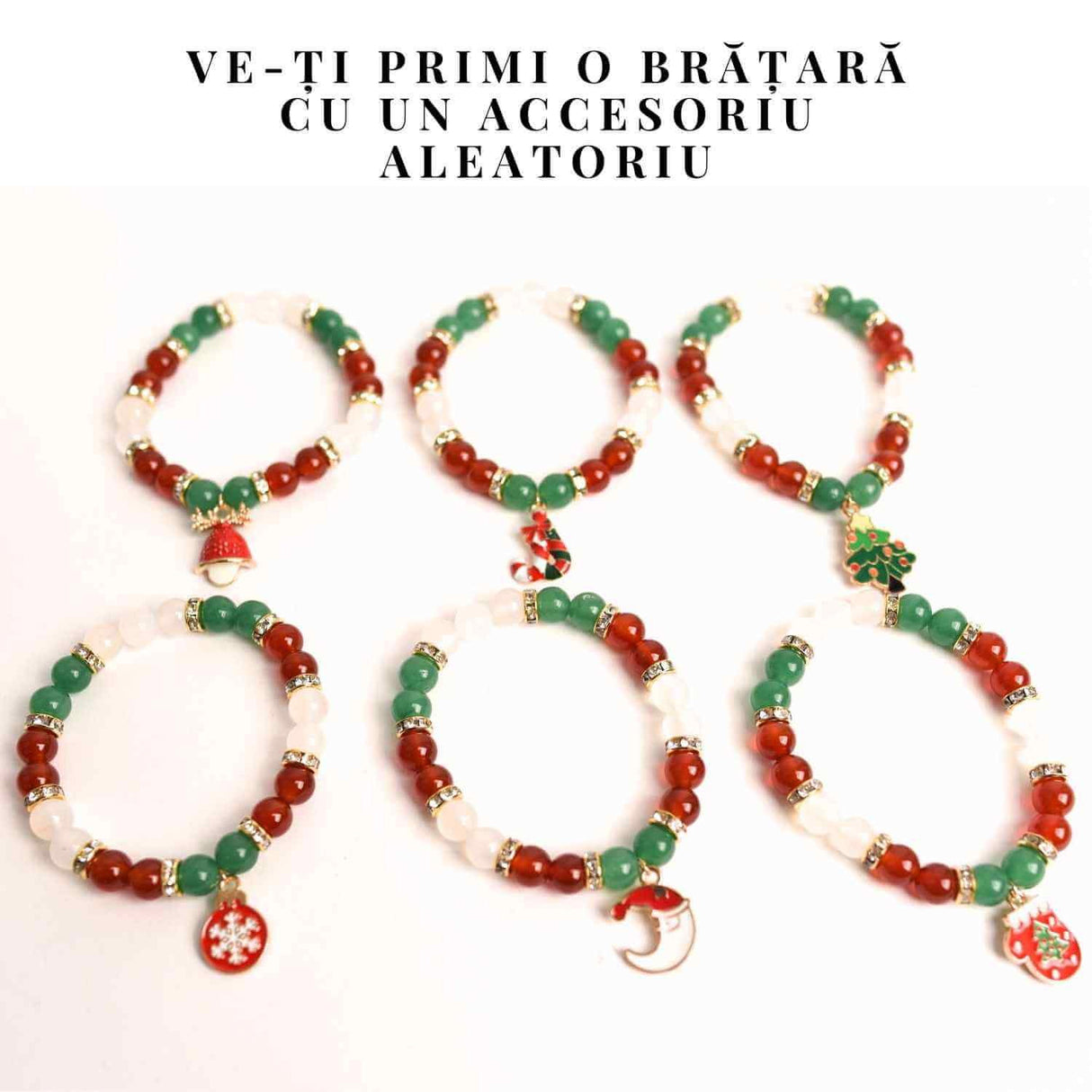 Bratara naturala Agat rosu, alb si aventurin verde cu accesoriu mixt - echilibru si noroc