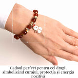 Bratara naturala Agat rosu 6mm cu accesoriu mixt - curaj si protectie