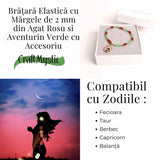 Bratara Agat Rosu si Aventurin Verde, Accesoriu Mixt - Echilibru si Noroc