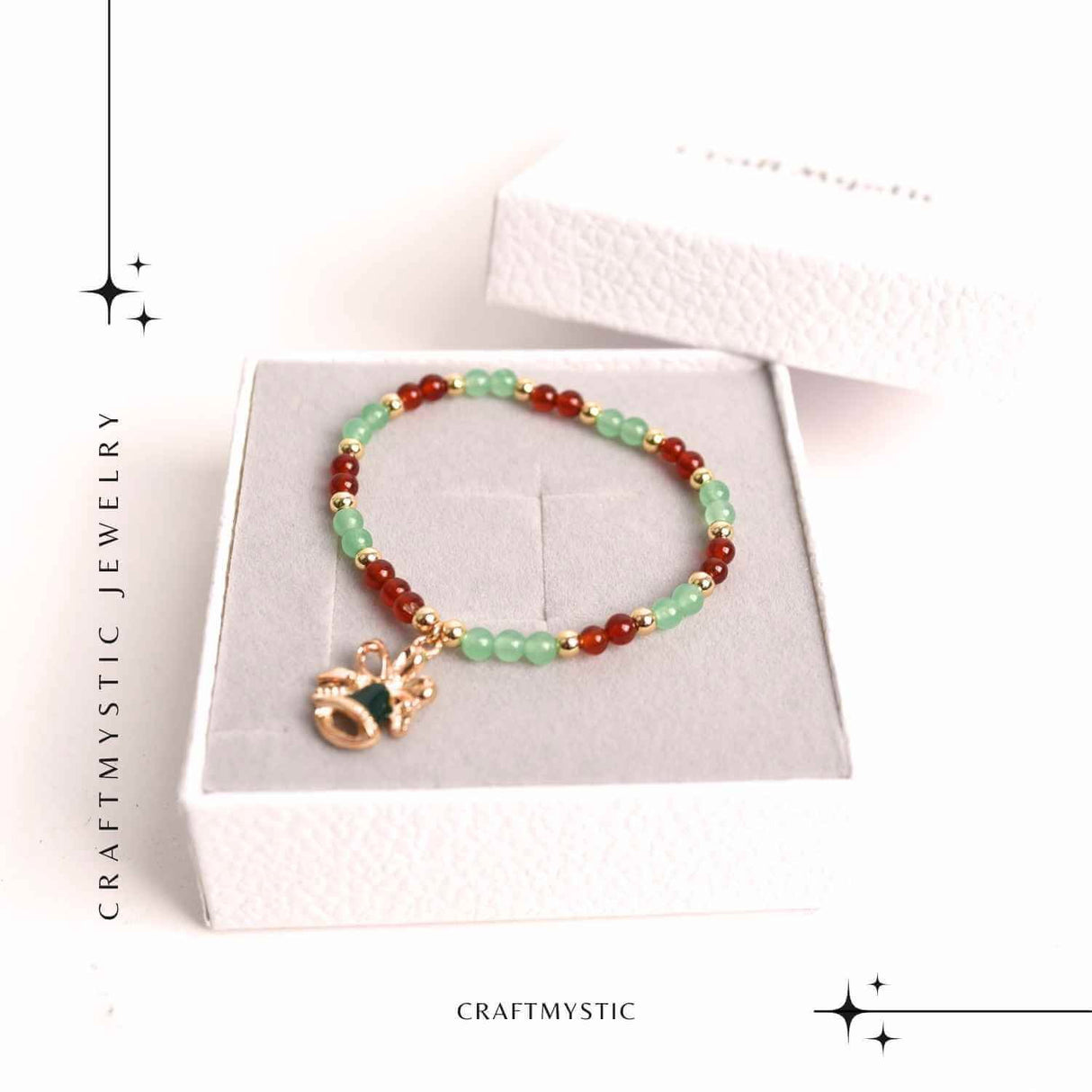 Bratara Agat Rosu si Aventurin Verde, Accesoriu Mixt - Echilibru si Noroc