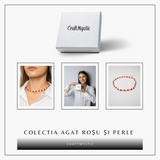 Colier Cupru cu Agat Rosu Fatetat si Perle Naturale - Echilibru, Rafinam si Energie Vitala