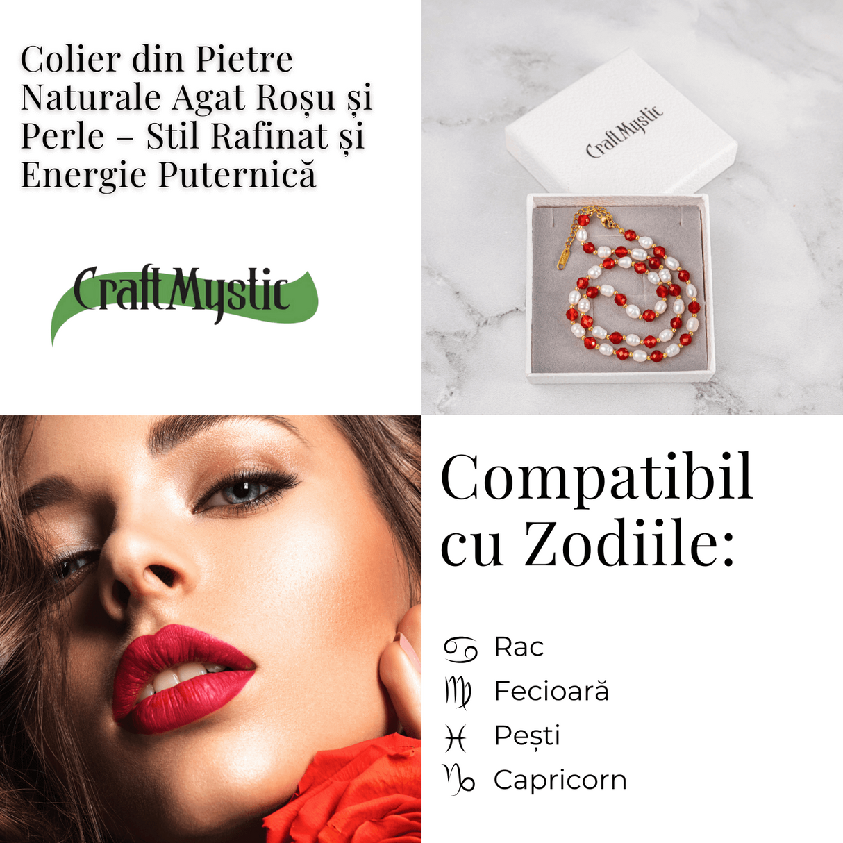 Colier Cupru cu Agat Rosu Fatetat si Perle Naturale - Echilibru, Rafinam si Energie Vitala