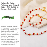 Colier Cupru cu Agat Rosu Fatetat si Perle Naturale - Echilibru, Rafinam si Energie Vitala