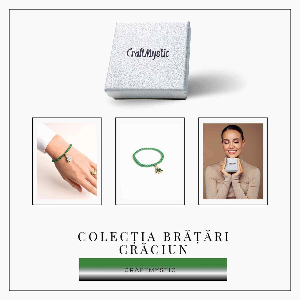 Bratara Agat Verde Pandantiv Bradut - Echilibru si Frumusete Naturala