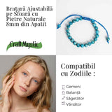 Bratara Ajustabila pe Sfoara cu Pietre Naturale 8mm din Apatit - Echilibru si Energie Pozitiva