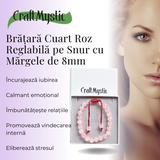 Bratara Simpla Reglabila din Cuart Roz Natural - Armonie Pura