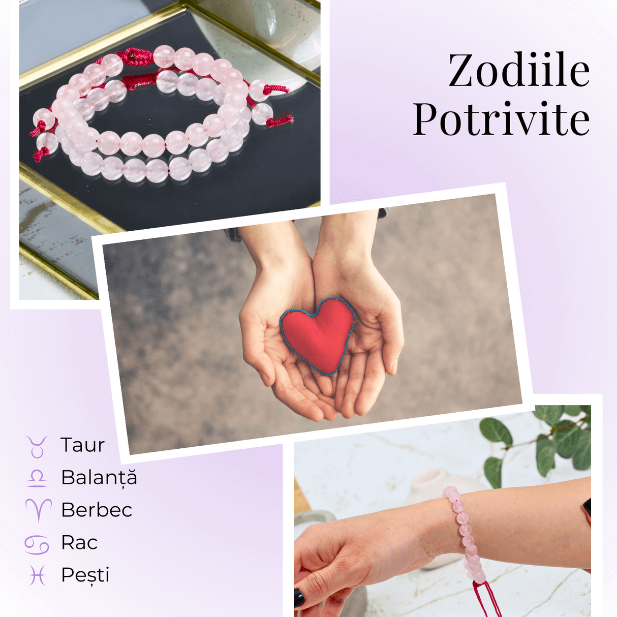 Bratara Simpla Reglabila din Cuart Roz Natural - Armonie Pura