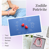 Bratara Cuart Roz 8mm pentru Copii, ajustabila - Echilibru și Afecțiune