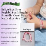 Bratara Cuart Roz 8mm pentru Copii, ajustabila - Echilibru și Afecțiune