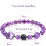 Bratara Elastica cu margele Ametist de 6mm si Farmecul Sistemului Solar - Bratara Handmade pentru Femei