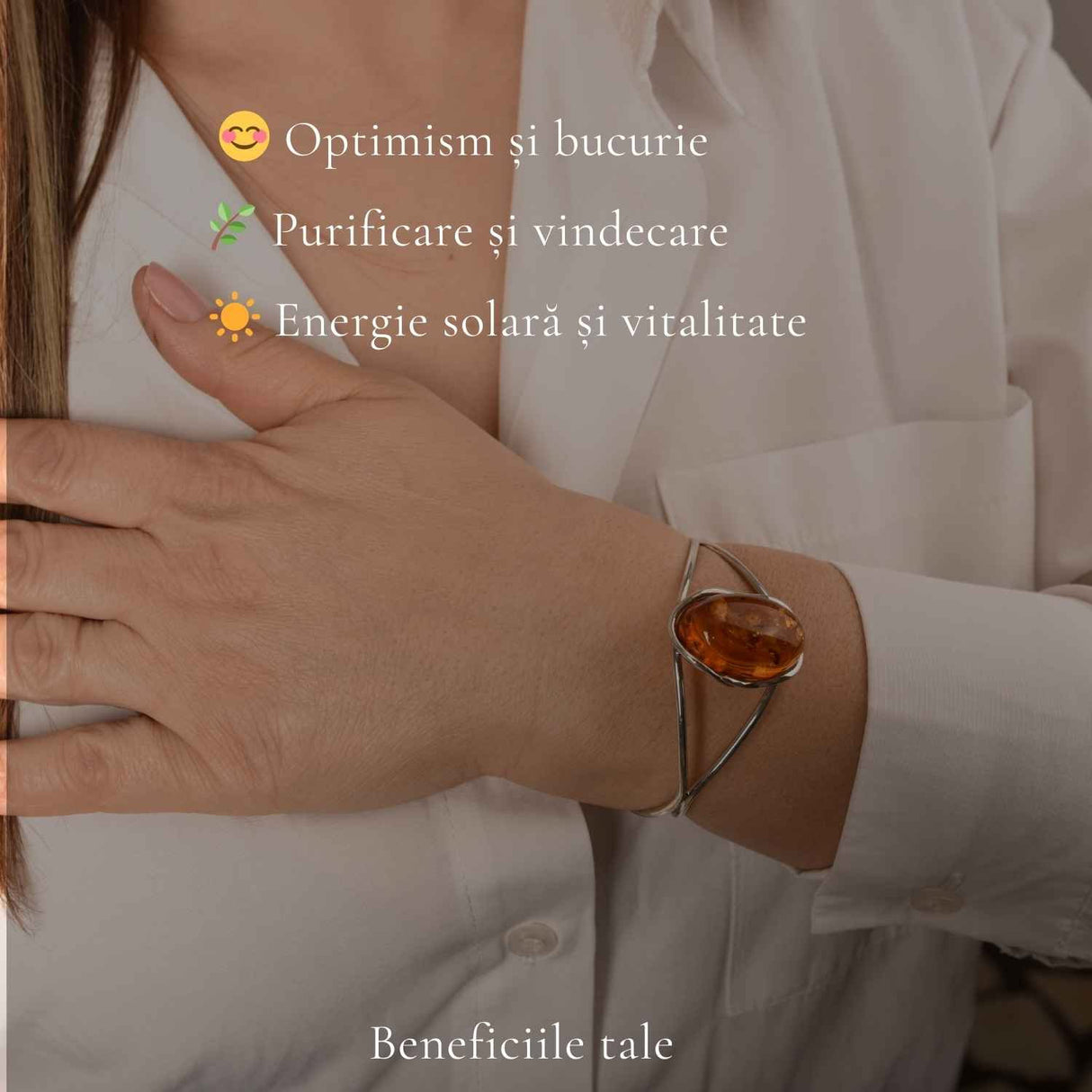 Bratara Argint 925 Ovala cu Chihlimbar Natural - Energie si Eleganta Clasica