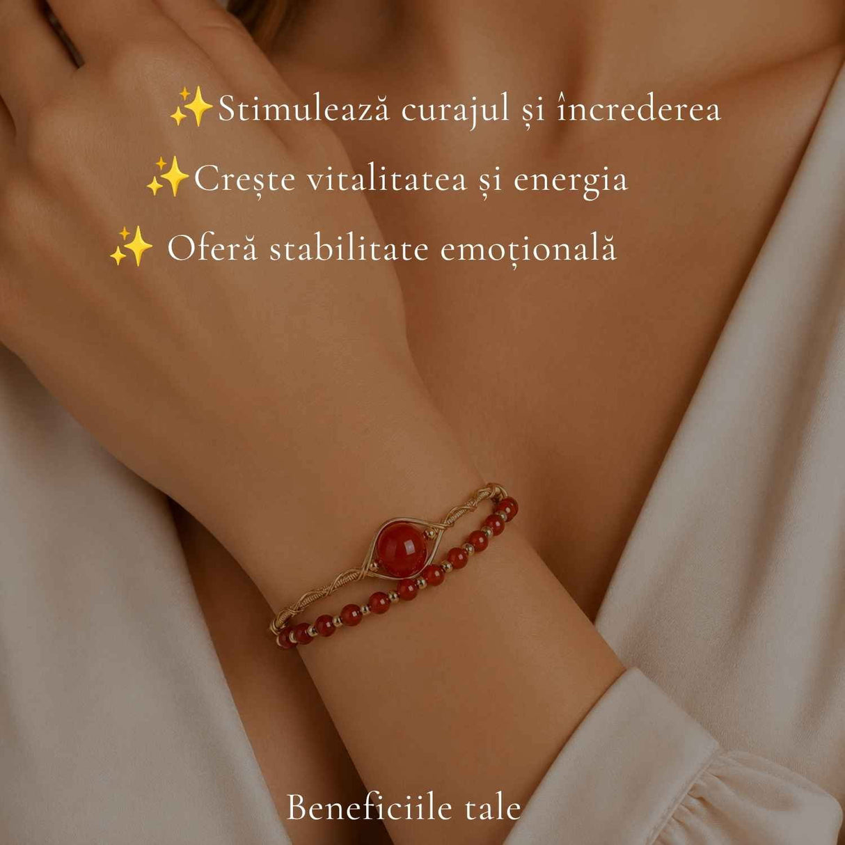 Bratara din Cupru cu Agat Rosu Natural – Energie, Curaj si Echilibru