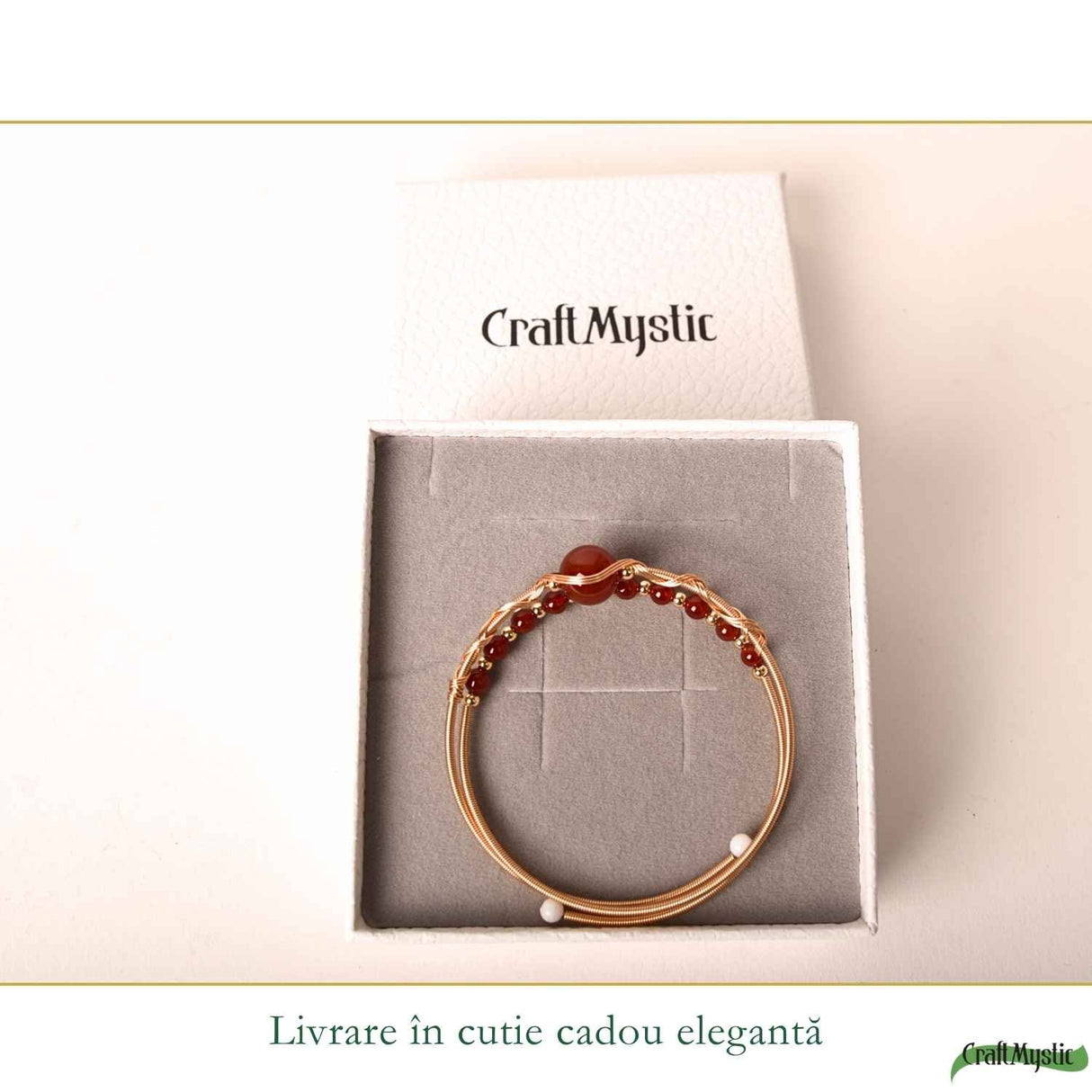 Bratara din Cupru cu Agat Rosu Natural – Energie, Curaj si Echilibru