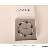 Bratara Argint 925 cu Chihlimbar Oval Galben si Rosu - Energie si Caldura