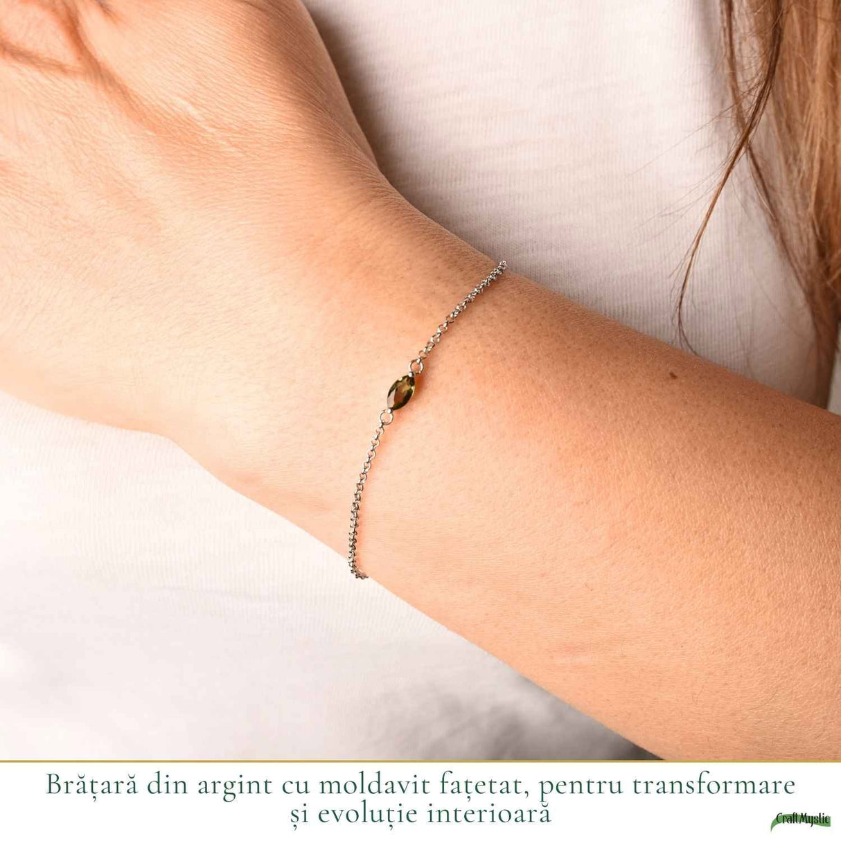 Bratara Argint 925 cu Moldavit Fatetat Natural – Transformare si Evolutie Spirituala