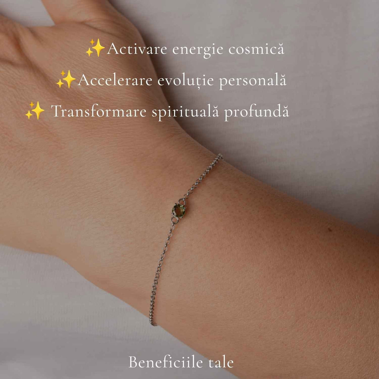 Bratara Argint 925 cu Moldavit Rotund Natural – Intuitie si Transformare Interioara