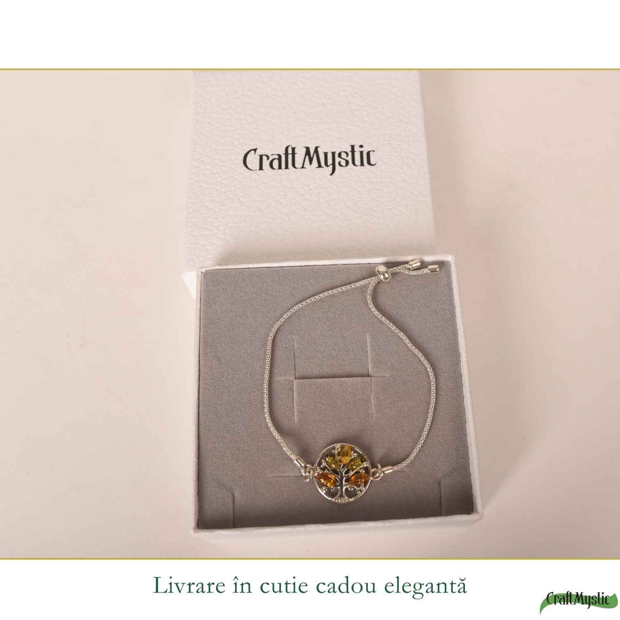 Bratara Argint 925 Arborele Vietii cu Chihlimbar Natural - Echilibru si Vitalitate