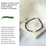 Bratara cu Lapis Lazuli, Agat Rosu si Perla Naturala - Claritate si Armonie Interioara