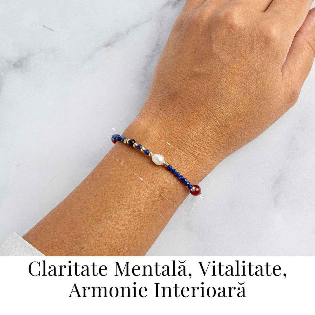 Bratara cu Lapis Lazuli, Agat Rosu si Perla Naturala - Claritate si Armonie Interioara