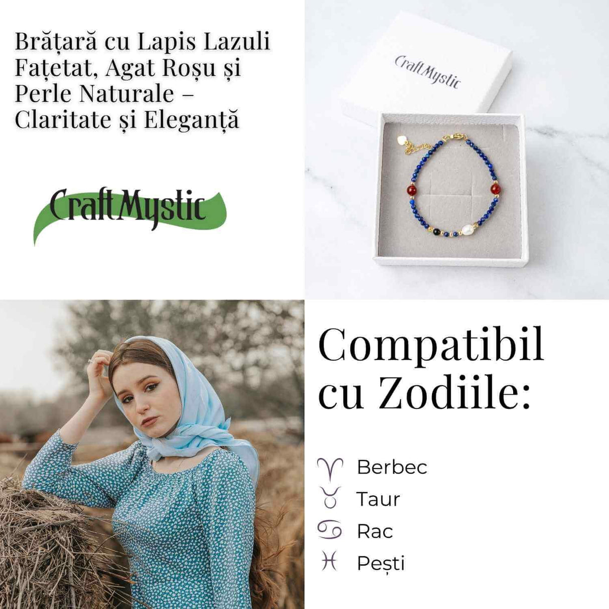 Bratara cu Lapis Lazuli, Agat Rosu si Perla Naturala - Claritate si Armonie Interioara