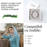 Bratara cu Lapis Lazuli, Agat Rosu si Perla Naturala - Claritate si Armonie Interioara
