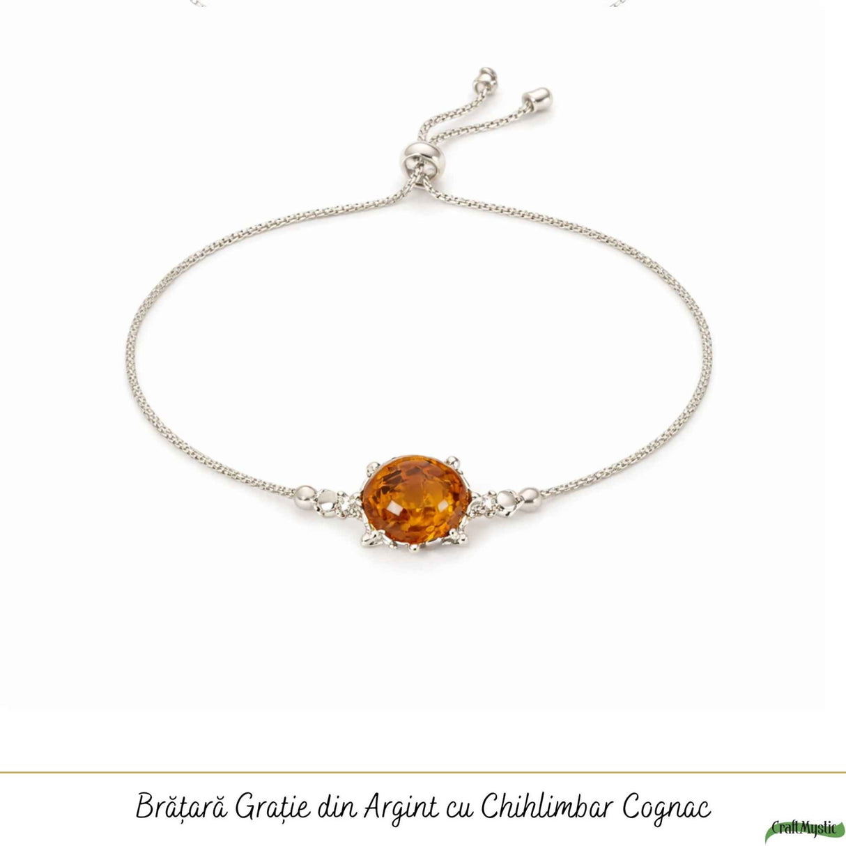 Bratara Argint 925 Testoasa cu Chihlimbar Natural - Protectie si Echilibru