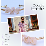 Bratara aurie cu 3 pietre Cuart Roz - Iubire si armonie