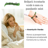 Bratara naturala Aventurin verde cu accesoriu mixt- armonie si noroc