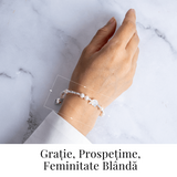 Feminina, fina si cu noroc - Bratara cu perle si pisicuta din scoica