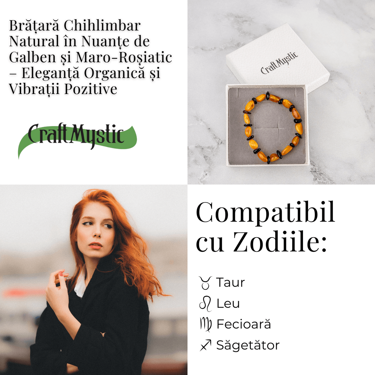 Bratara Chihlimbar Galben si Maro-Rosiatic - Armonie Naturala, Protectie si Caldura Solara