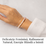 Bratara Cuart Roz si Perle Naturale - Iubire Blânda, Feminitate si Armonie Delicata