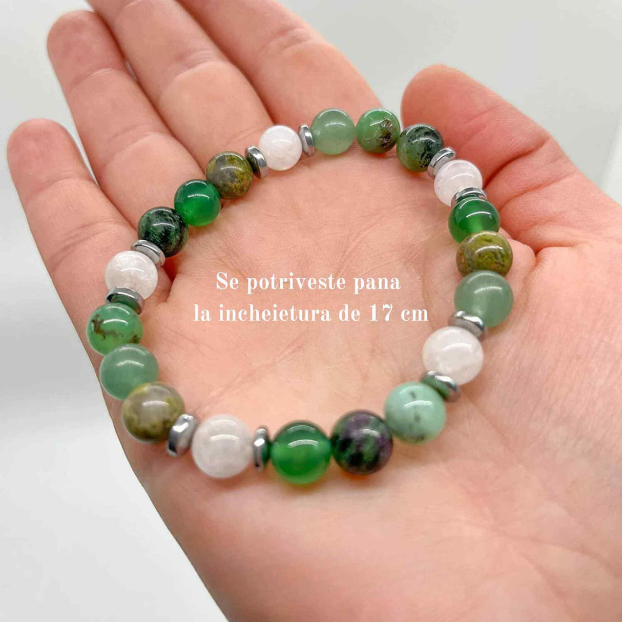 Bratara elastica \\"fertilitate\\" din cristale naturale vindecatoare cu margele de 8 mm - Potrivire elastica pentru majoritatea incheieturilor